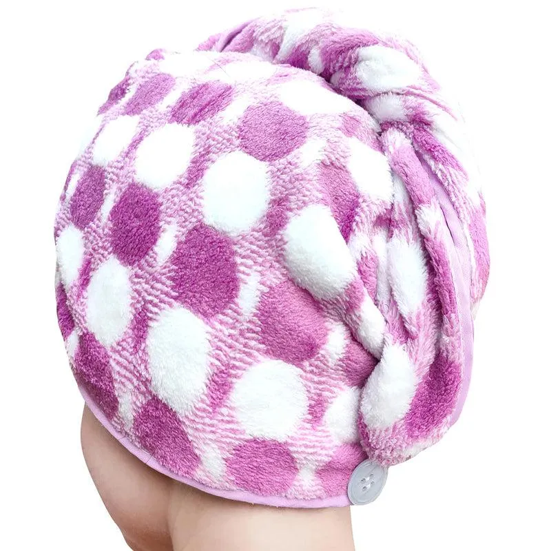 Polka High Absorbent Hair Towel (Purple) - Set Of Two