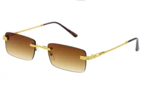 Rimless Gold Retro Brown Square sunglasses