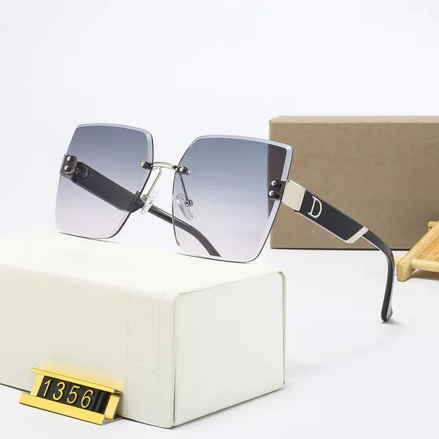 Rimless Vintage Designer Square Frame Sunglasses