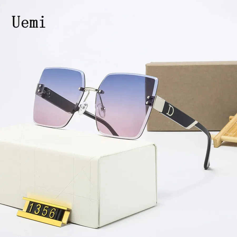 Rimless Vintage Designer Square Frame Sunglasses