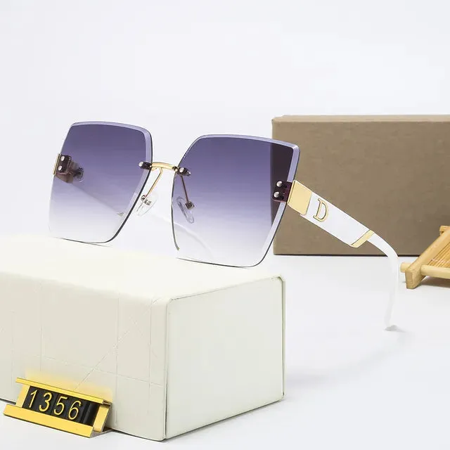 Rimless Vintage Designer Square Frame Sunglasses