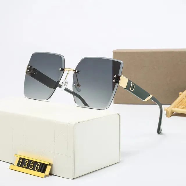 Rimless Vintage Designer Square Frame Sunglasses
