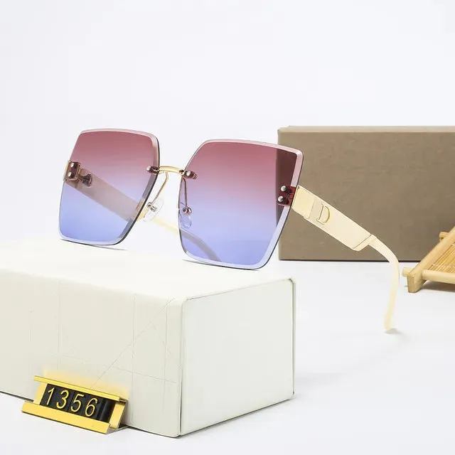 Rimless Vintage Designer Square Frame Sunglasses