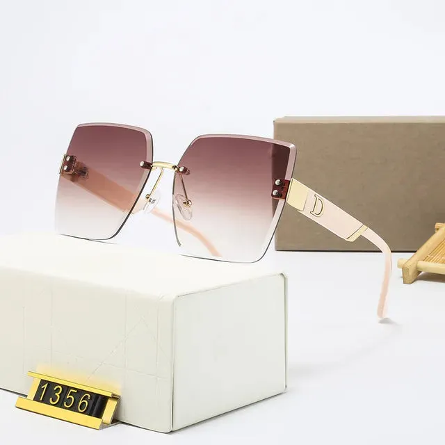 Rimless Vintage Designer Square Frame Sunglasses