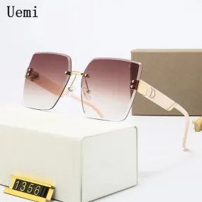 Rimless Vintage Designer Square Frame Sunglasses