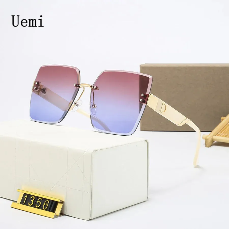 Rimless Vintage Designer Square Frame Sunglasses