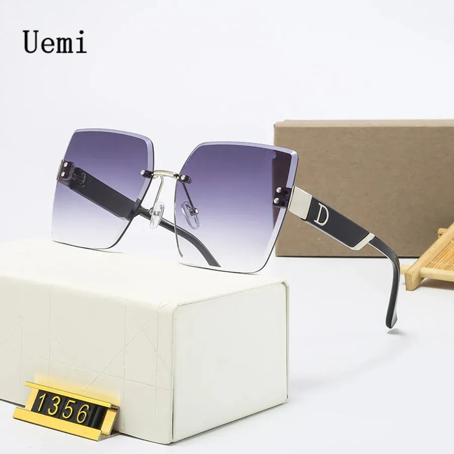 Rimless Vintage Designer Square Frame Sunglasses
