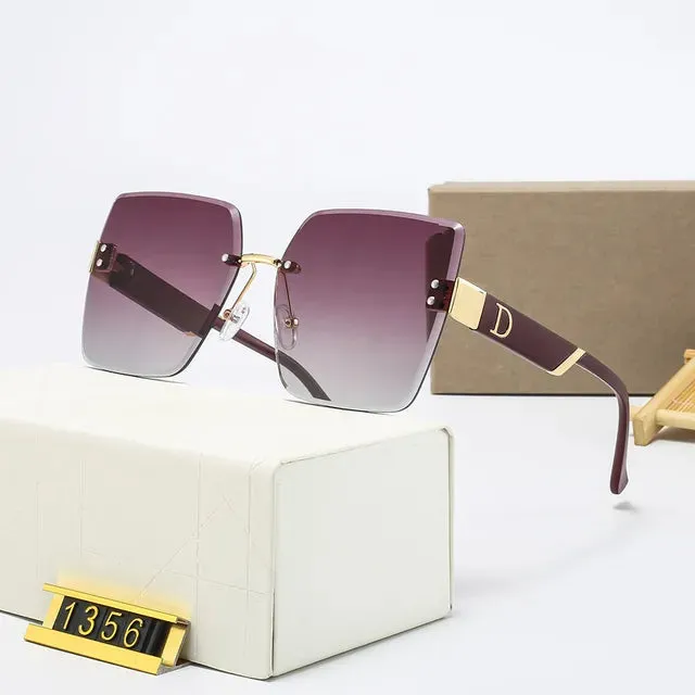 Rimless Vintage Designer Square Frame Sunglasses