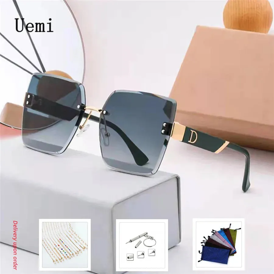 Rimless Vintage Designer Square Frame Sunglasses