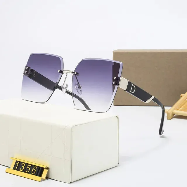 Rimless Vintage Designer Square Frame Sunglasses