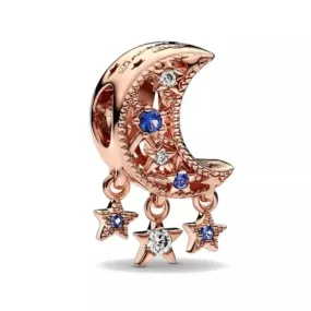 Rose Gold Moon Charm - 925 Sterling Silver