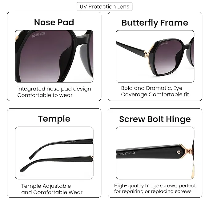 ROYAL SON Over-sized UV Protection Women Sunglasses