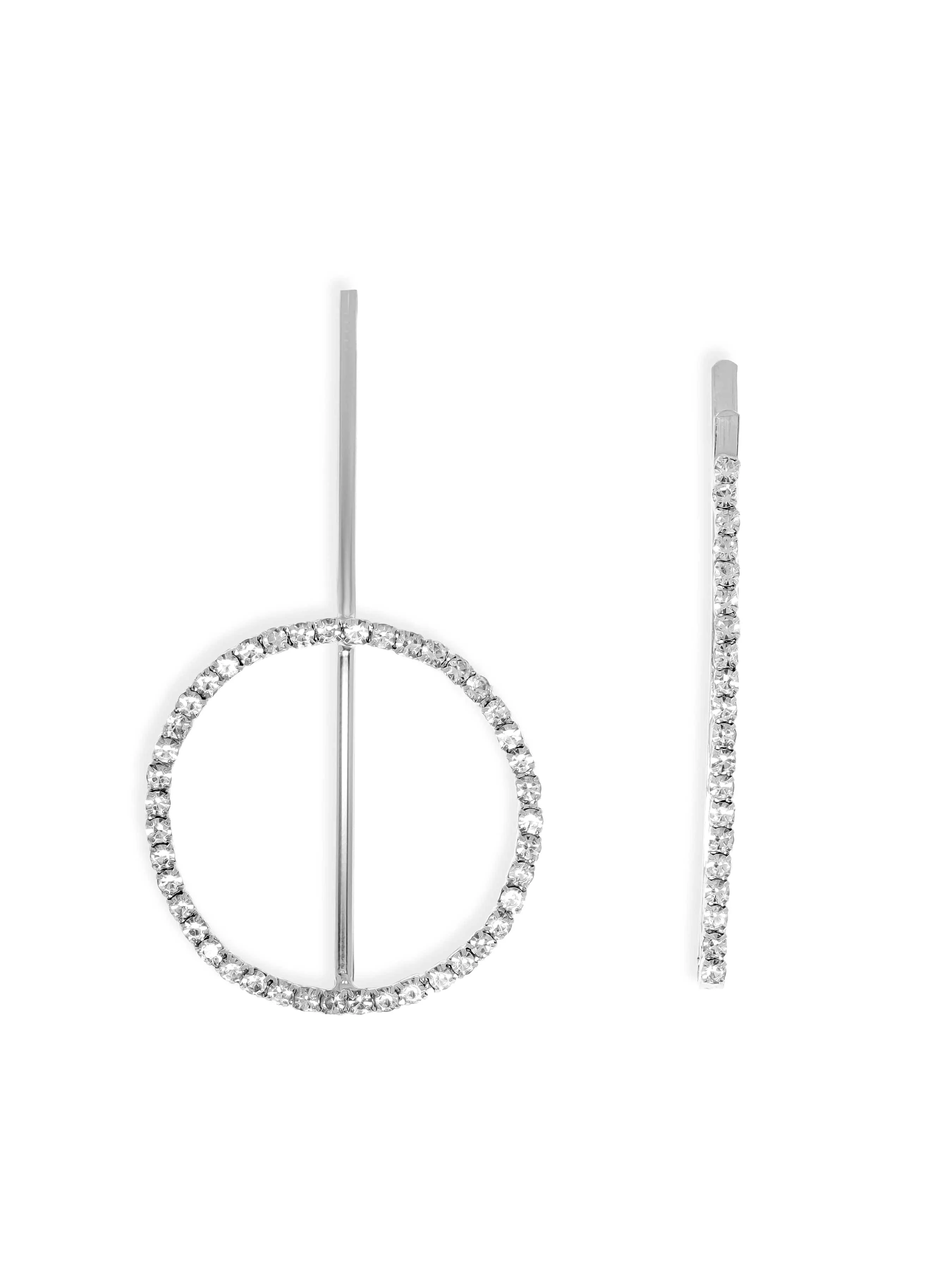 RUBANS Elegance Refined: Silver and AD Stone Hair Clip