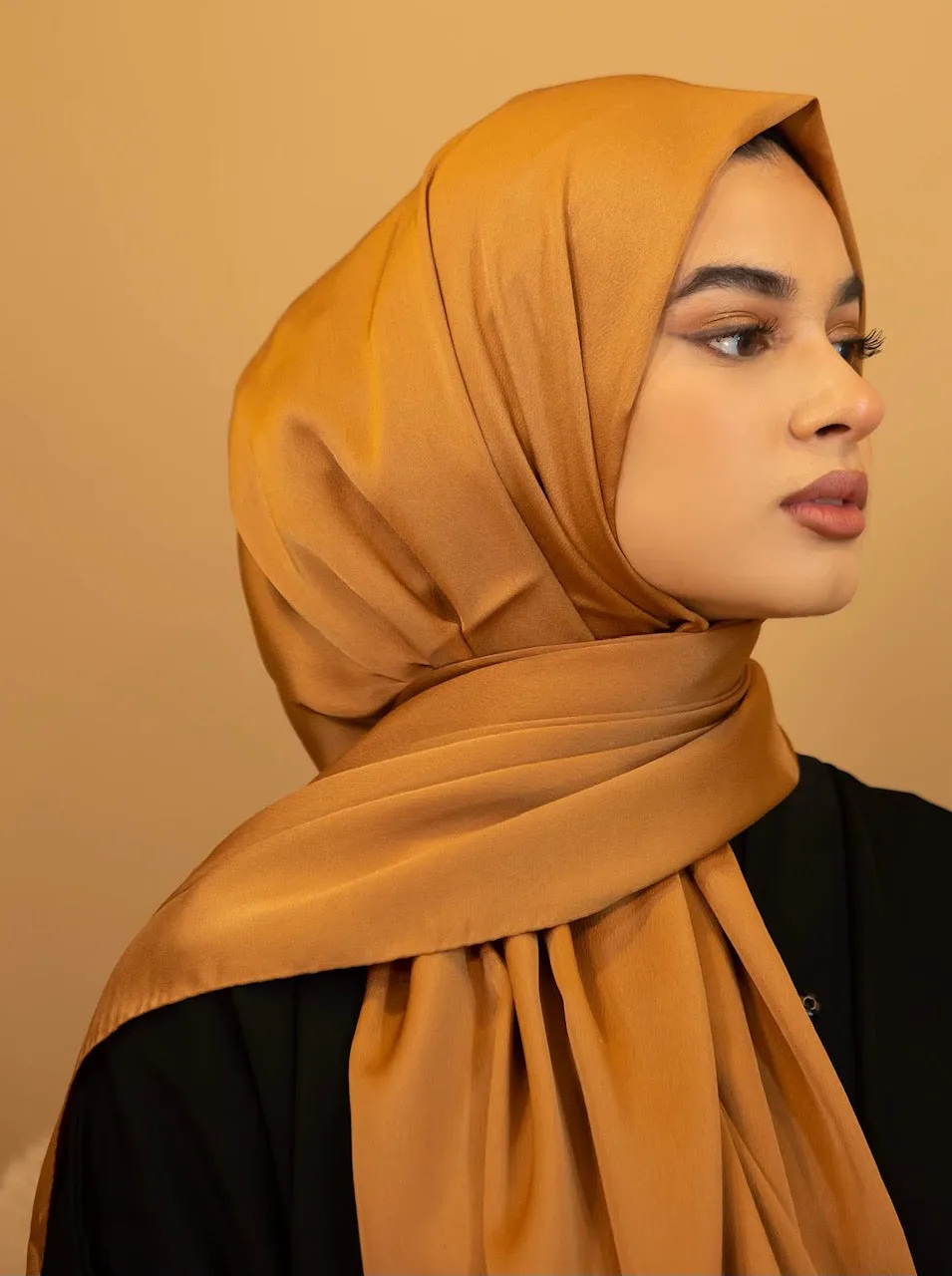 Satin Chiffon Hijab - Honey Orange