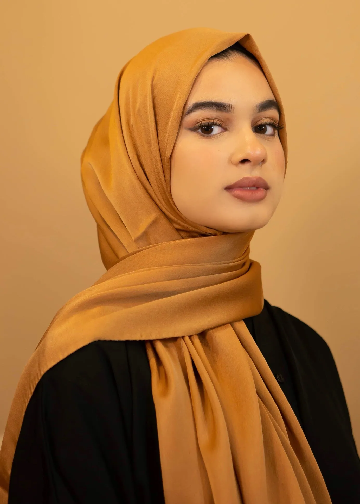 Satin Chiffon Hijab - Honey Orange