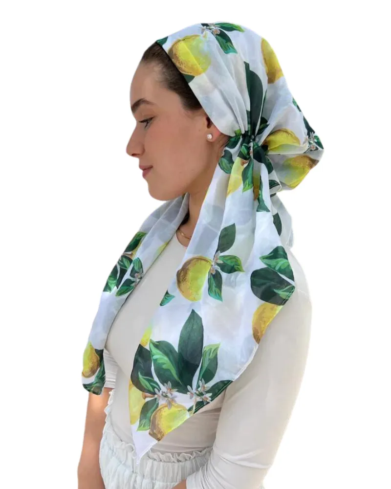 Scarf Bar Lemon Print Classic Pre-Tied Bandanna with Full Grip