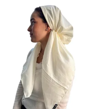 Scarf Bar Solid Cream Shimmer Classic Pre-Tied Bandanna with Full Grip
