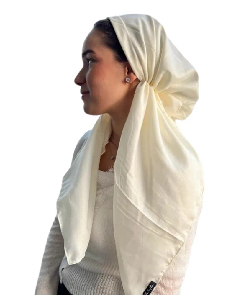 Scarf Bar Solid Cream Shimmer Classic Pre-Tied Bandanna with Full Grip