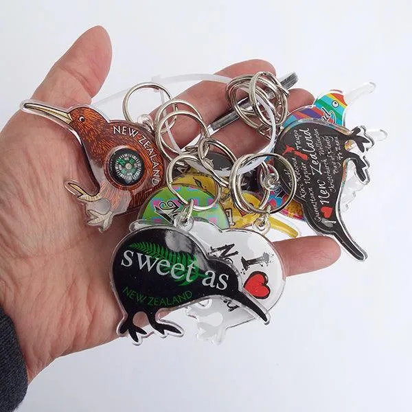 Set of 10 Assorted Kiwi Keyrings
