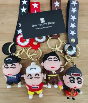 Shinchan 3D Silicon Keychain with Bagcharm and Strap (Choose From Dropdown)
