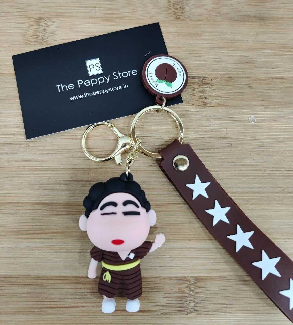 Shinchan 3D Silicon Keychain with Bagcharm and Strap (Choose From Dropdown)