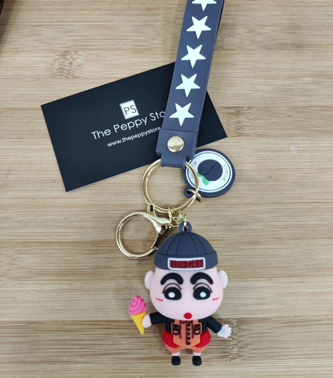 Shinchan 3D Silicon Keychain with Bagcharm and Strap (Choose From Dropdown)