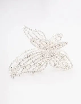 Silver Diamante Butterfly Hair Claw Clip