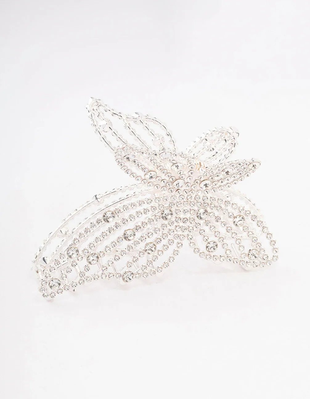 Silver Diamante Butterfly Hair Claw Clip