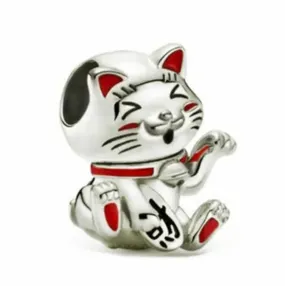 Silver Lucky Cat Charm - 925 Sterling Silver