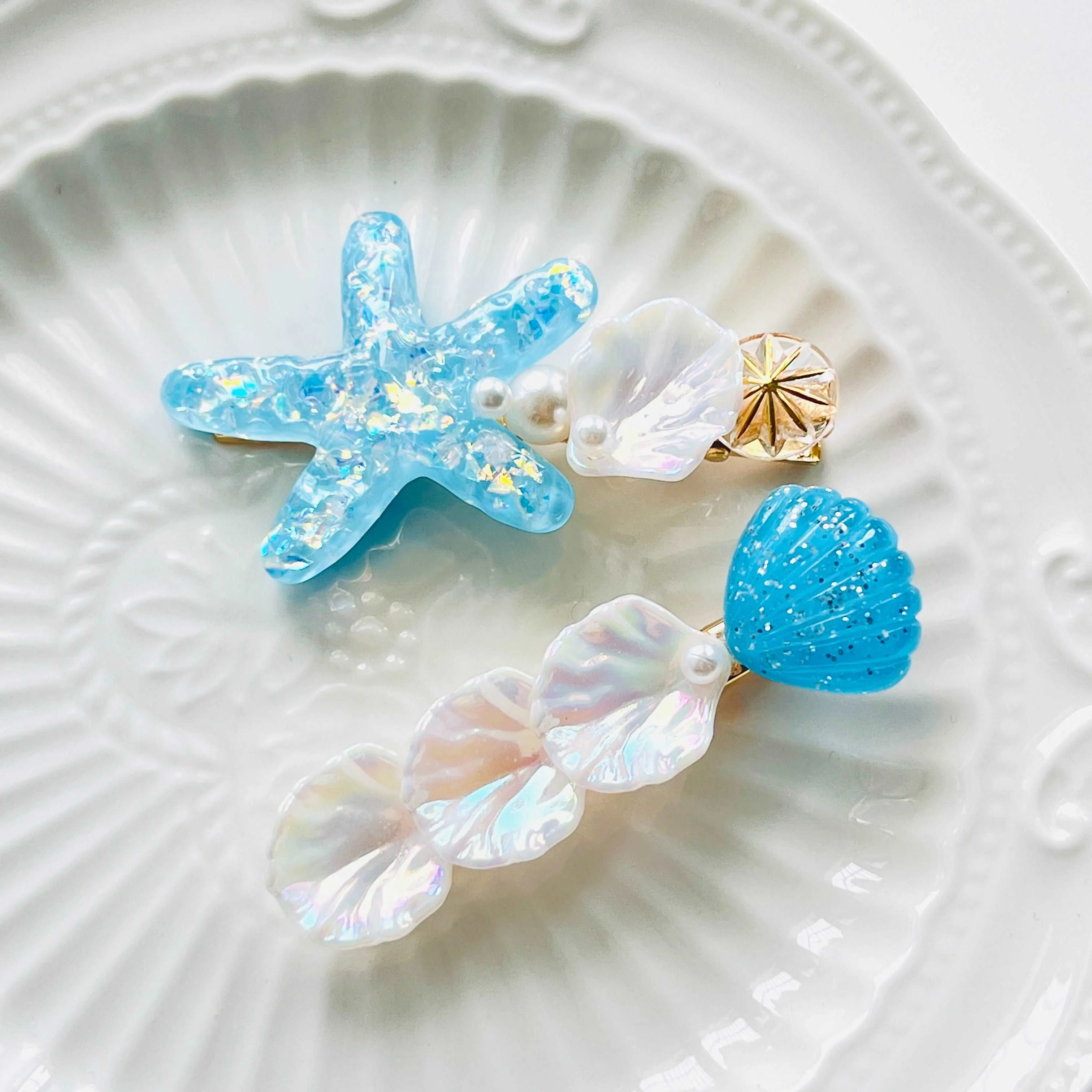 Sky Blue Marine Hair Clips Pack