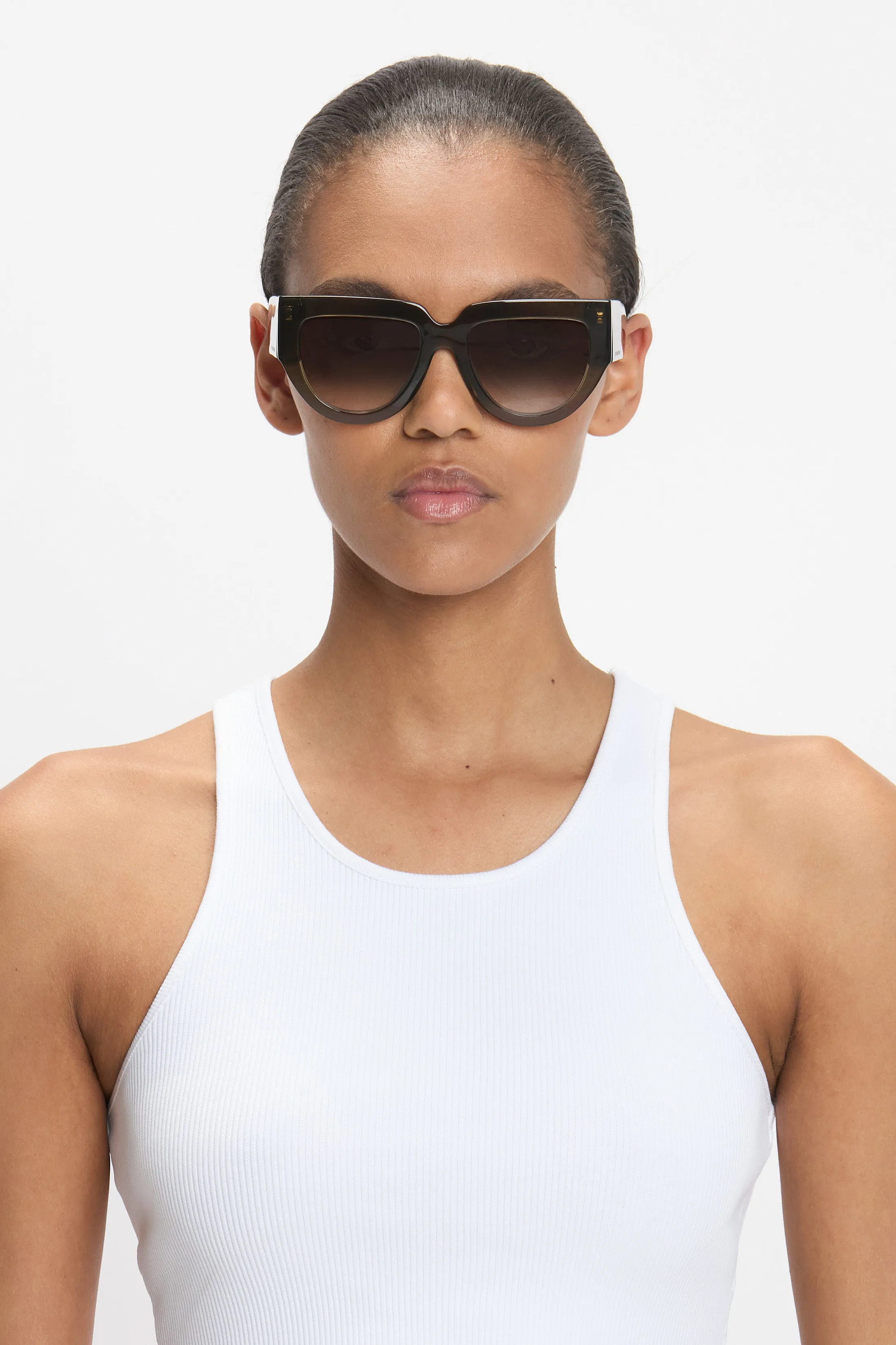 Soft Square Acetate Sunglasses In Khaki