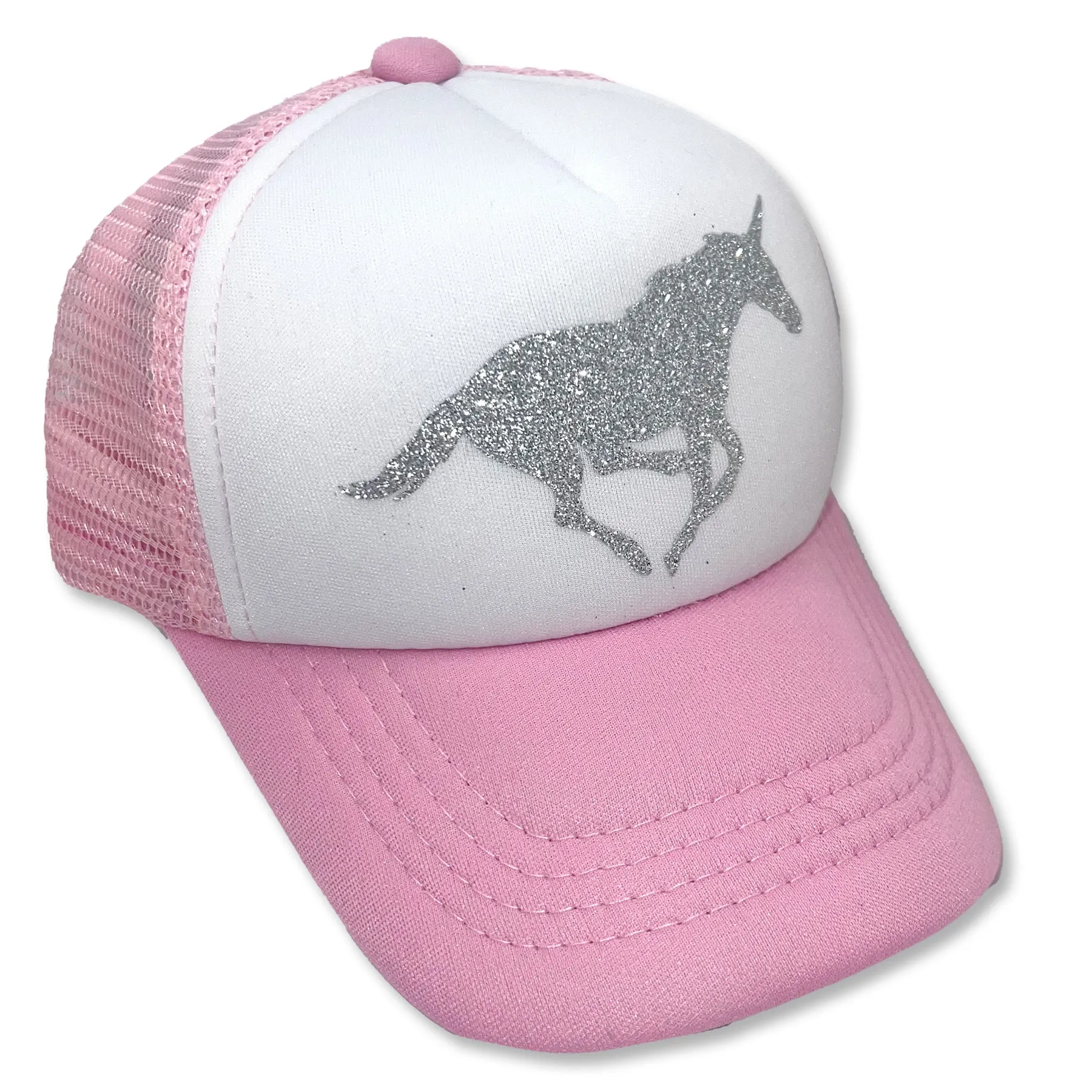 Sol Baby Silver Glitter Unicorn Pink Trucker Hat