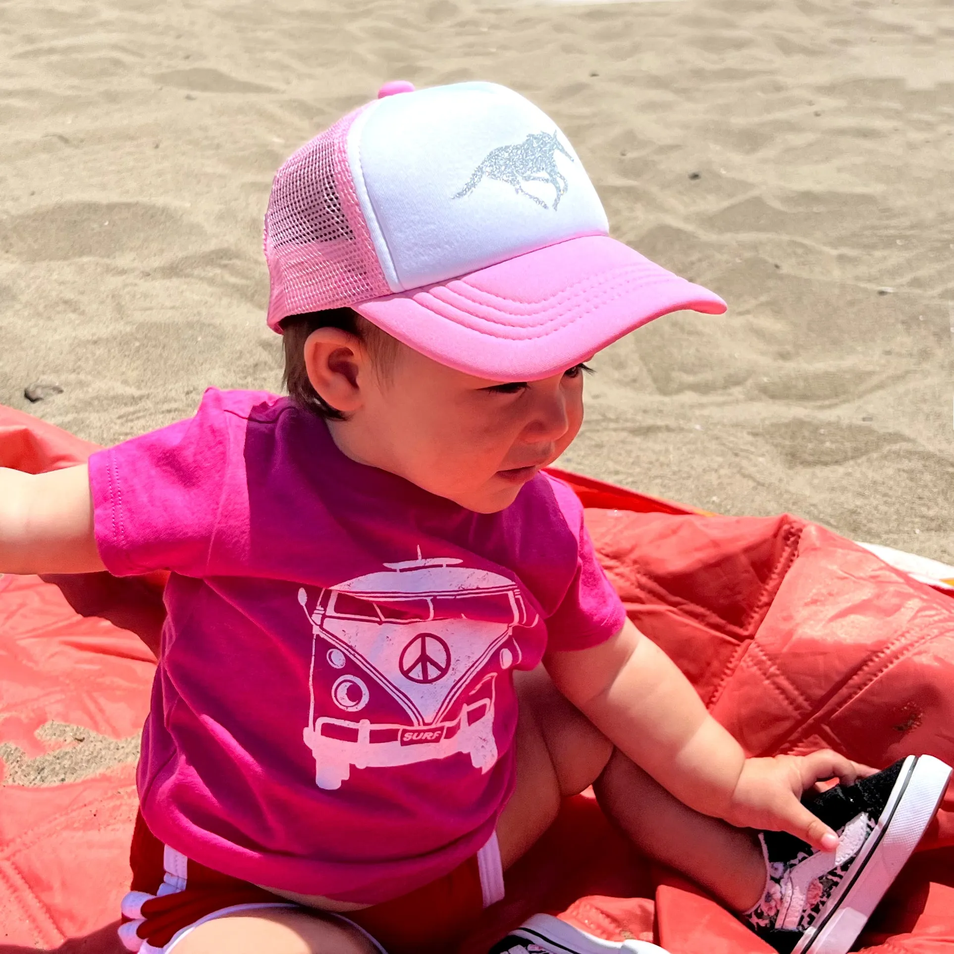 Sol Baby Silver Glitter Unicorn Pink Trucker Hat