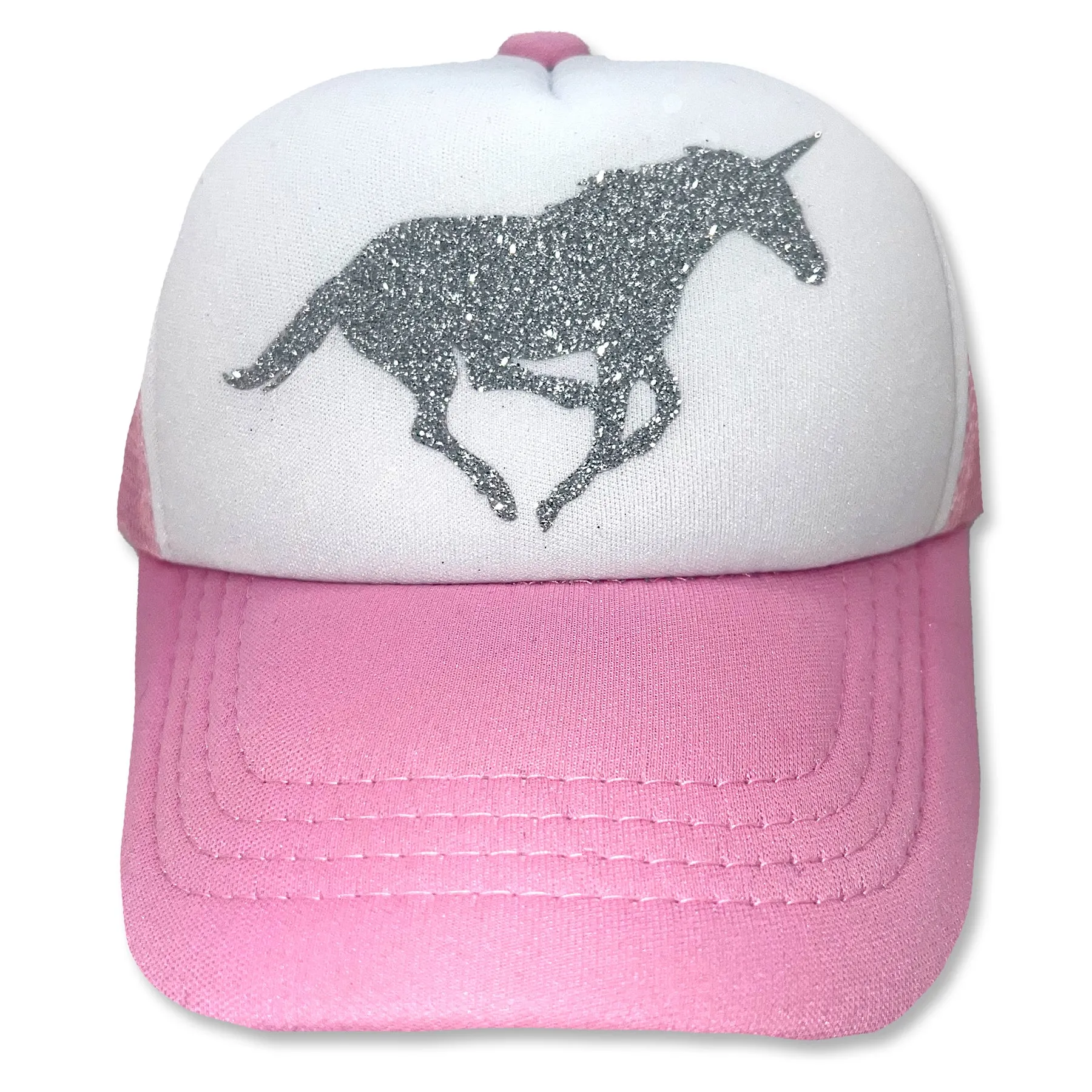 Sol Baby Silver Glitter Unicorn Pink Trucker Hat