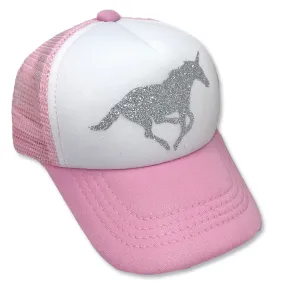 Sol Baby Silver Glitter Unicorn Pink Trucker Hat