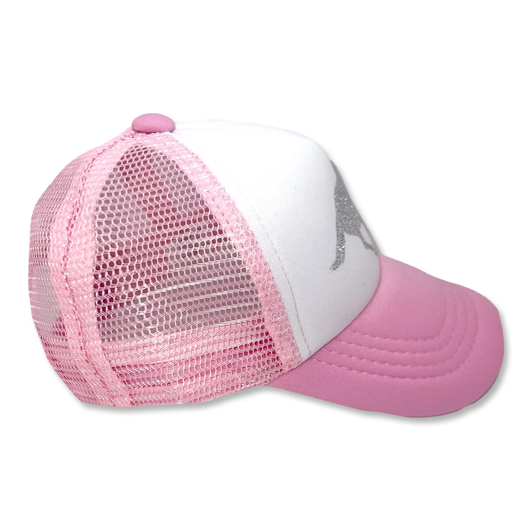 Sol Baby Silver Glitter Unicorn Pink Trucker Hat