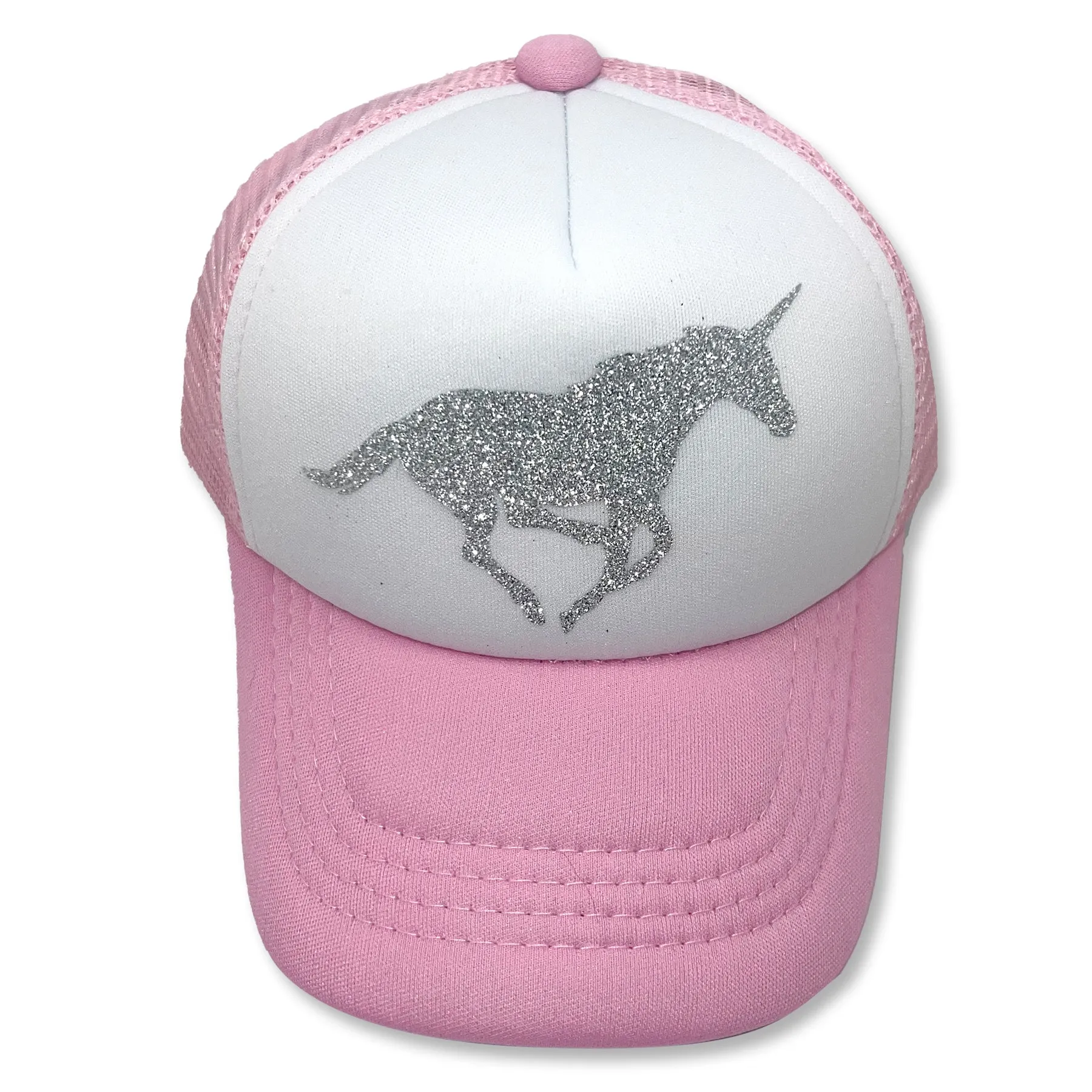 Sol Baby Silver Glitter Unicorn Pink Trucker Hat