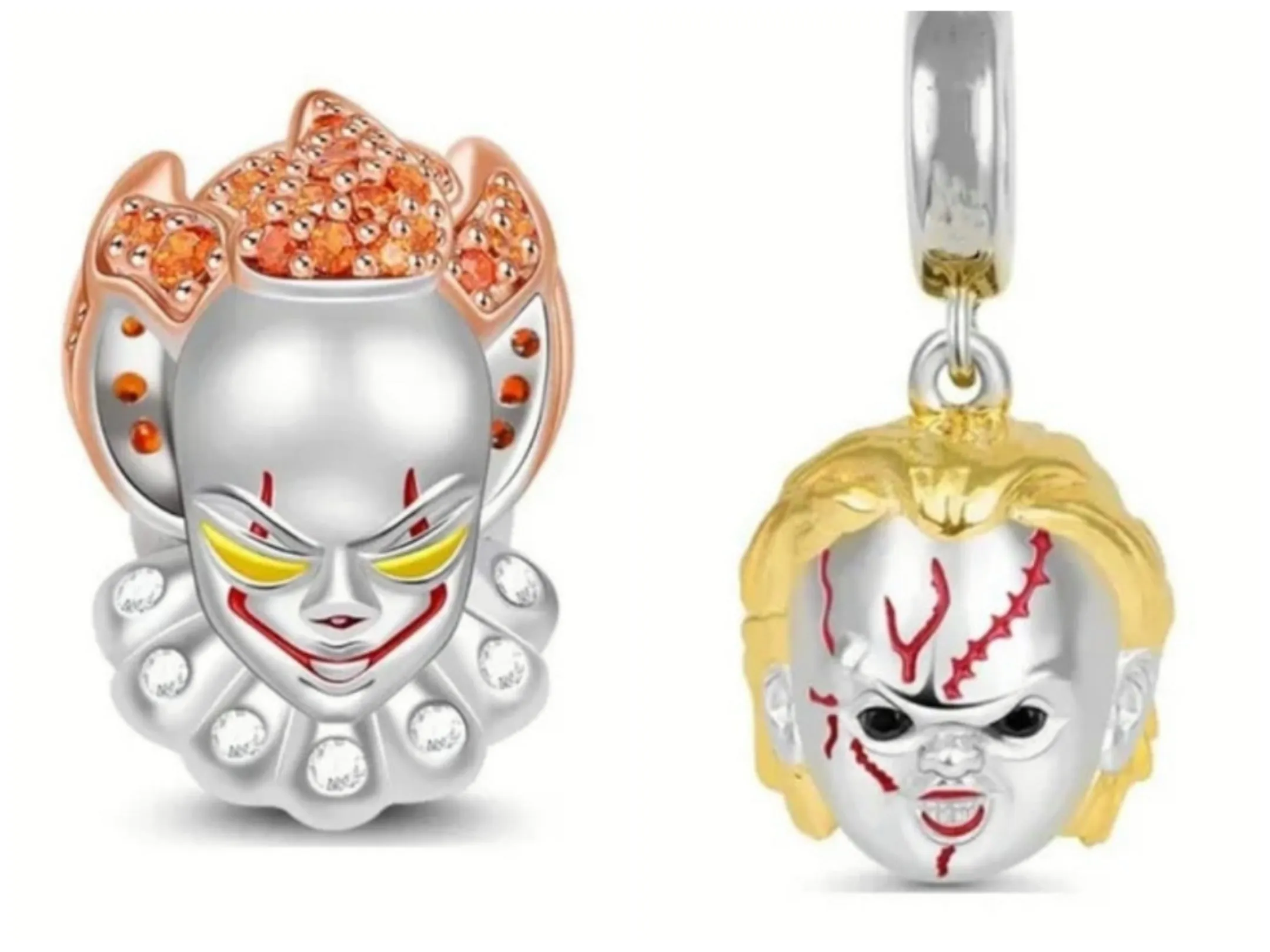 Spooky Clown Doll Charm - 925 Sterling Silver