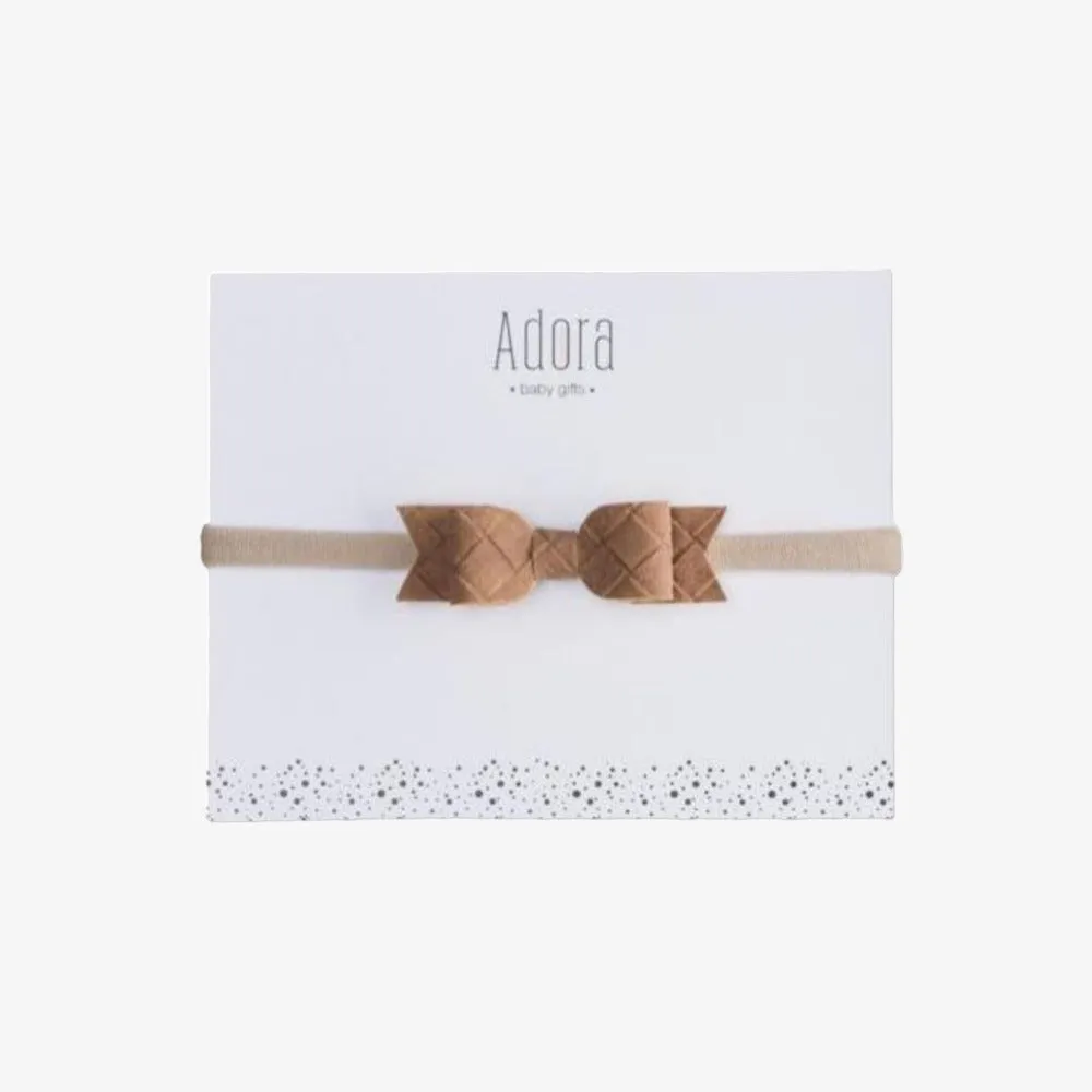 SUEDE BOW HEADBAND - Luggage