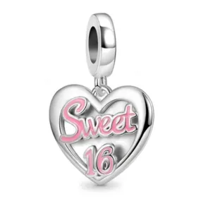 Sweet 16 Birthday Charm - 925 Sterling Silver