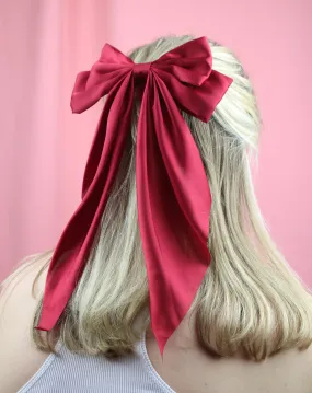 The Bigger The Bow Hair Clip - Wine Red