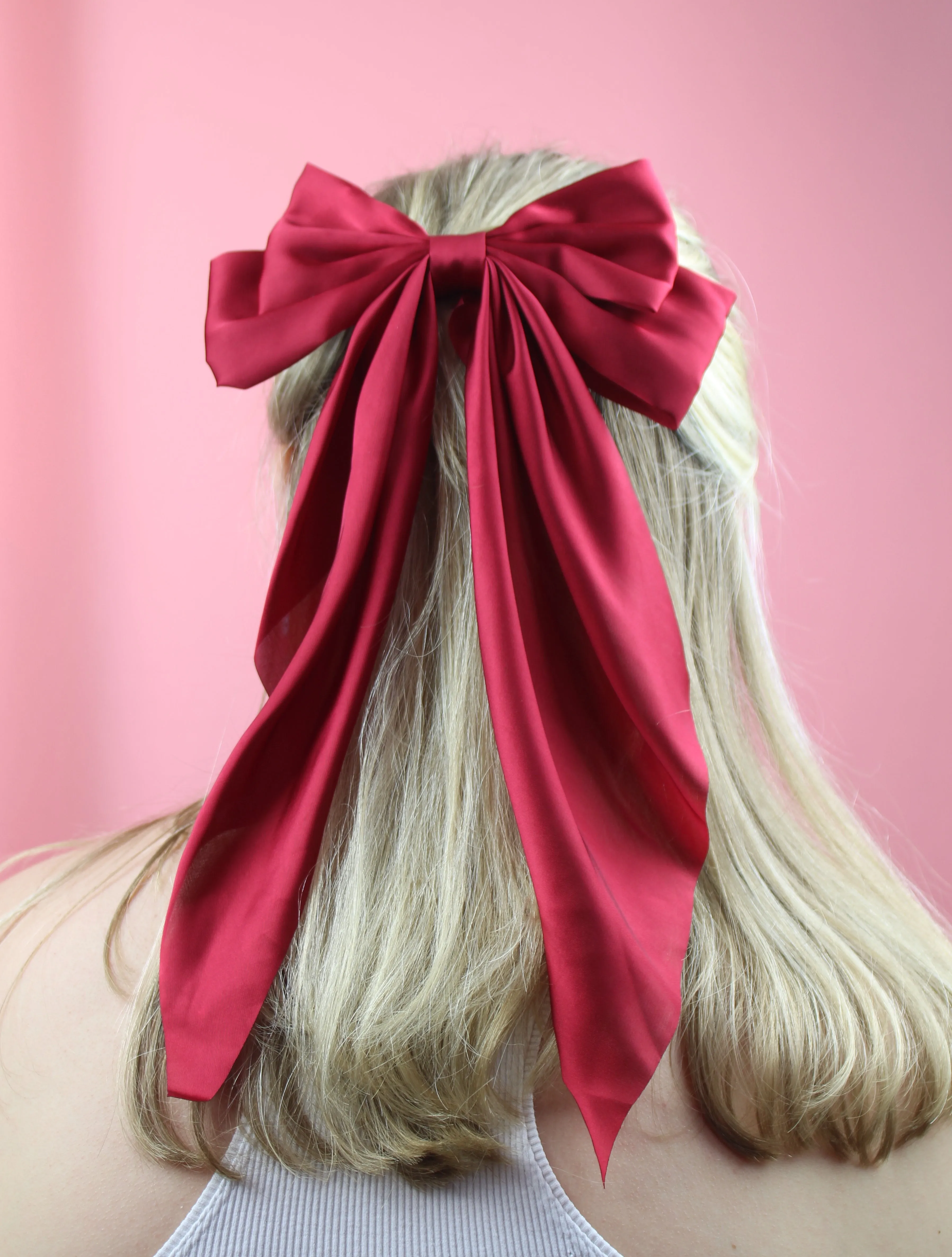The Bigger The Bow Hair Clip - Wine Red