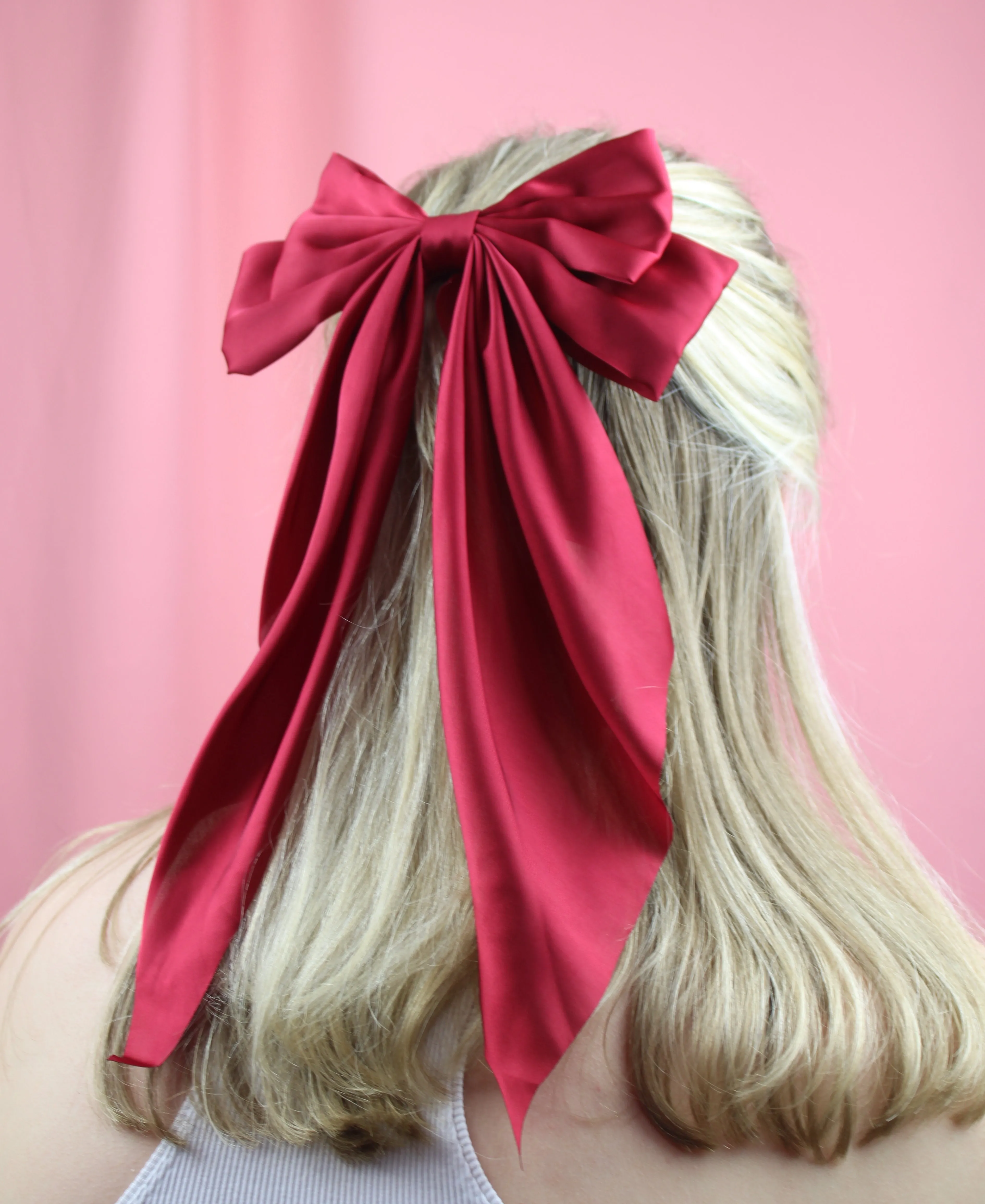 The Bigger The Bow Hair Clip - Wine Red