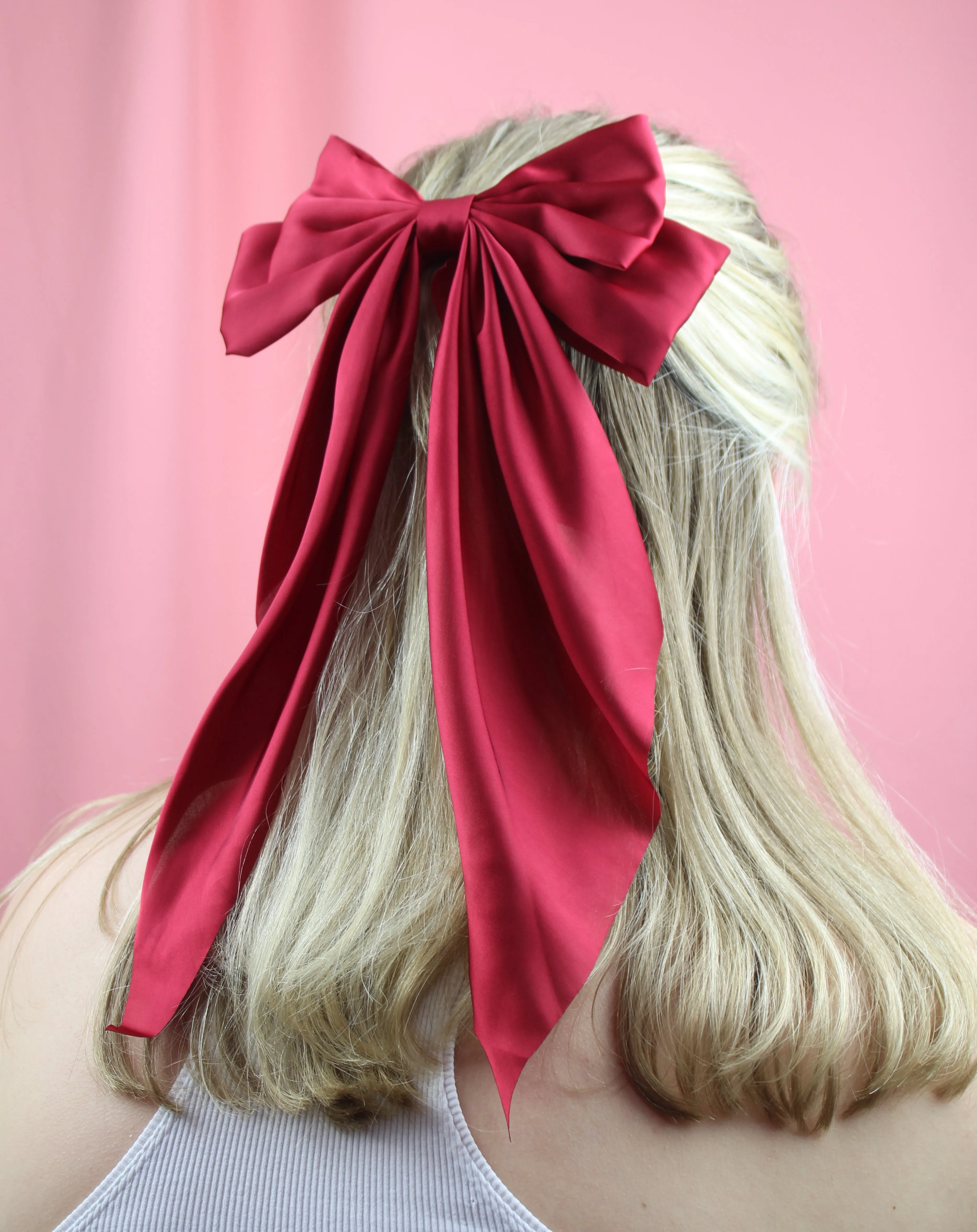 The Bigger The Bow Hair Clip - Wine Red