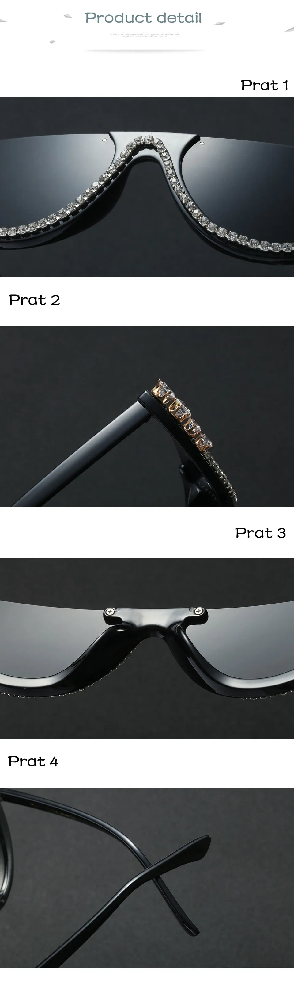 Trendy Half Frame Rimless Cat Eye Sunglasses Rhinestone Polarized Sunglasses For Women