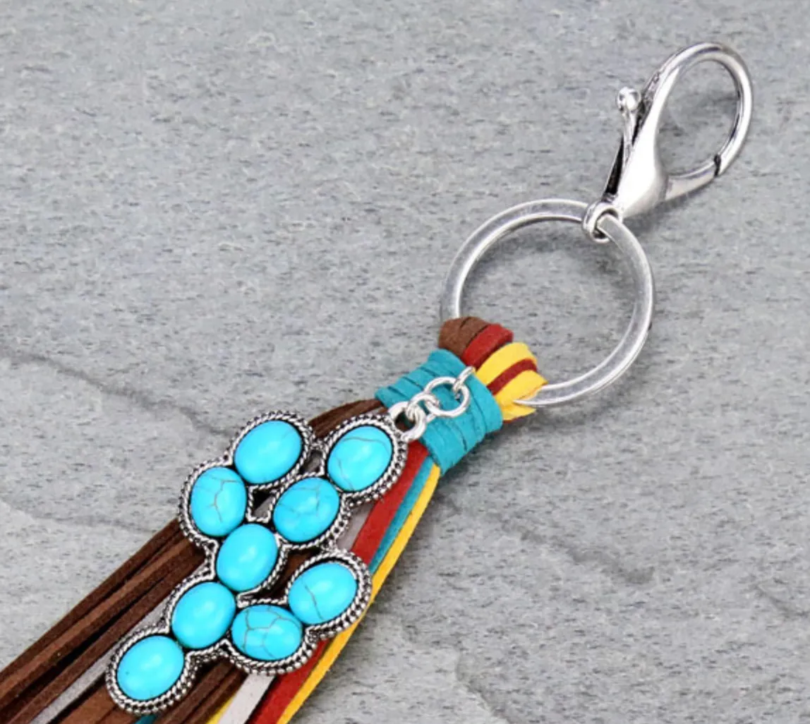 Turquoise Tassel Keychains