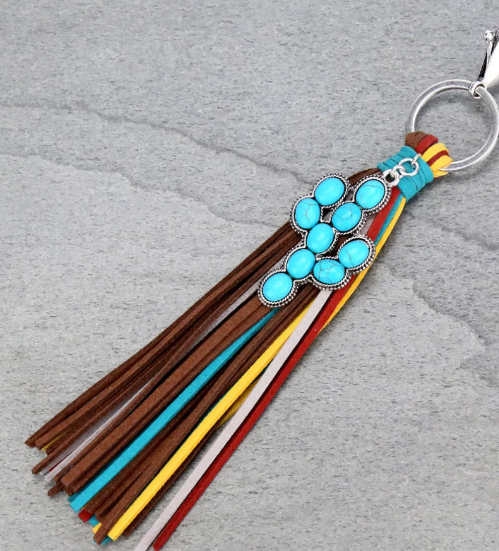 Turquoise Tassel Keychains