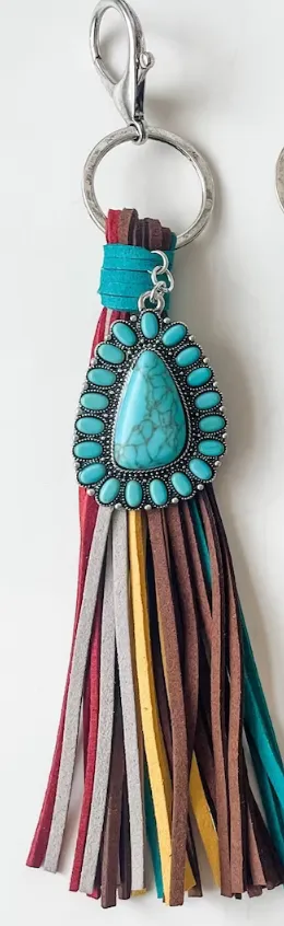 Turquoise Tassel Keychains