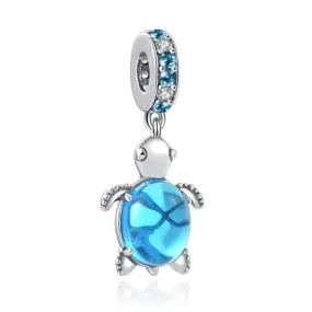 Turquoise Turtle Dangle Charm - 925 Sterling Silver