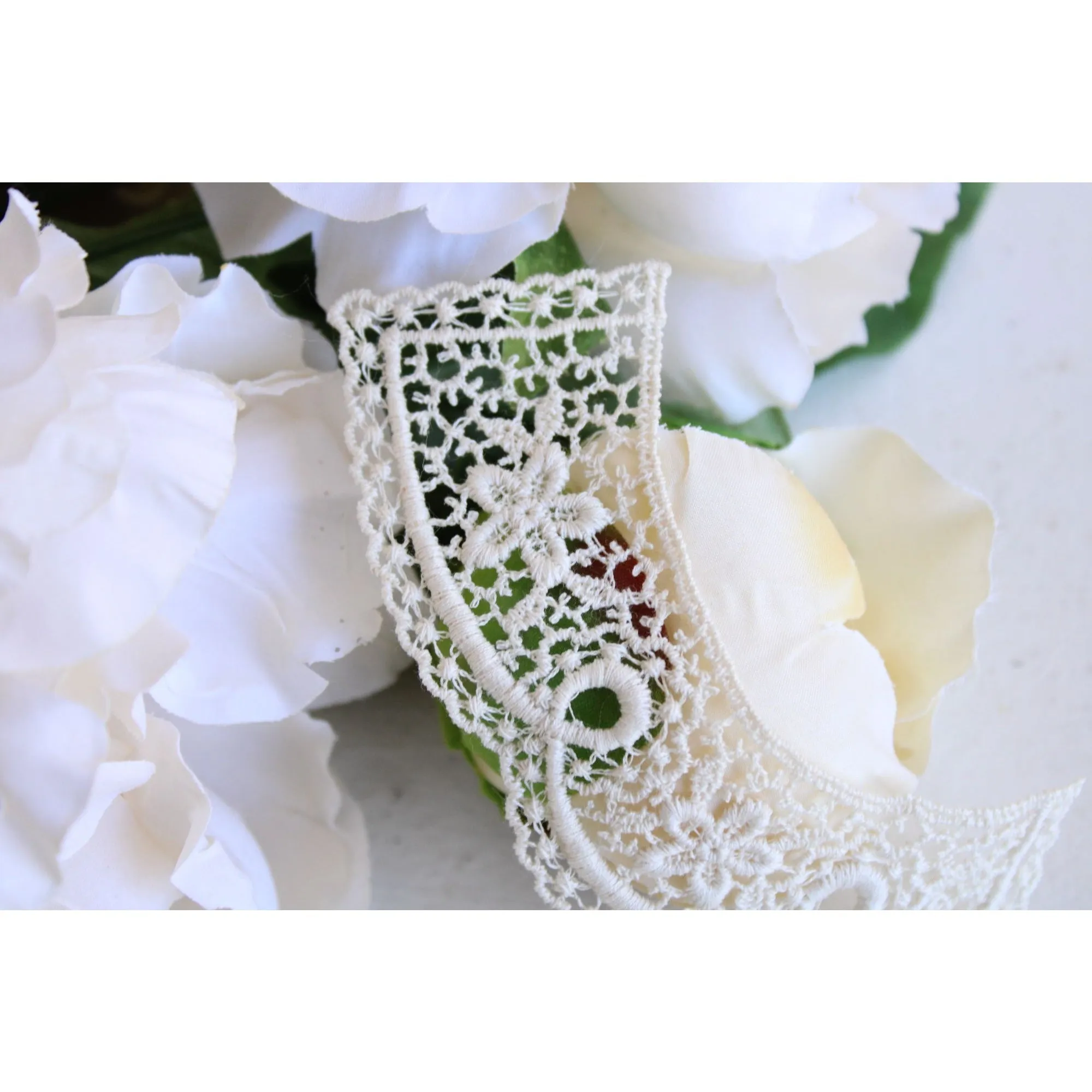 Vintage Ivory Crochet Appliques With Crocheted Flowers